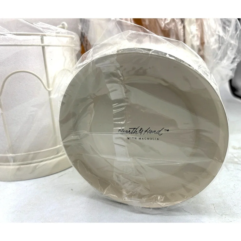 Hearth & Hand 2ct Outdoor Stake Candle Lantern‎ Powder Coated Finish White NIB